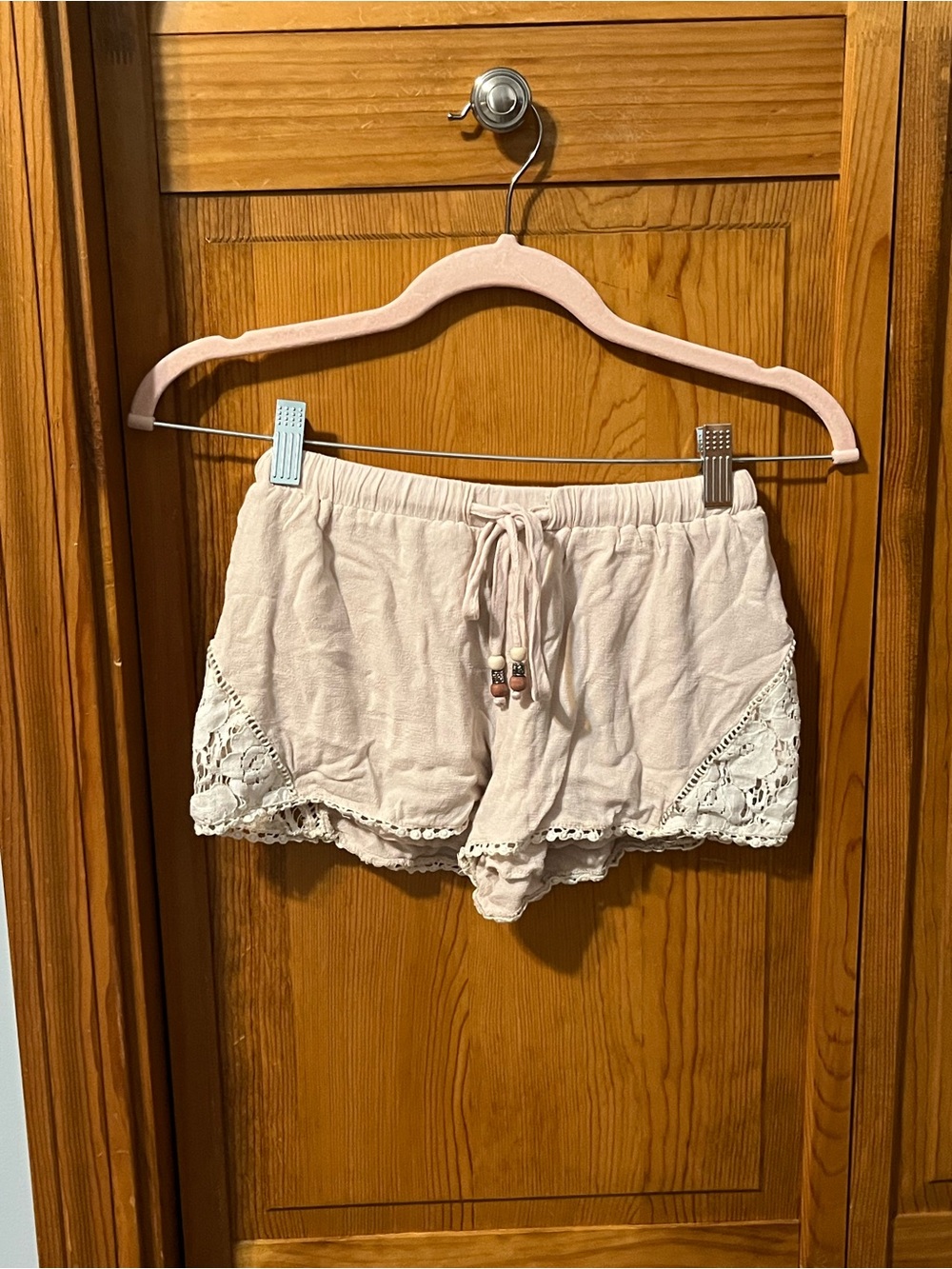POL Light Blush Crochet Trim Lounge Shorts